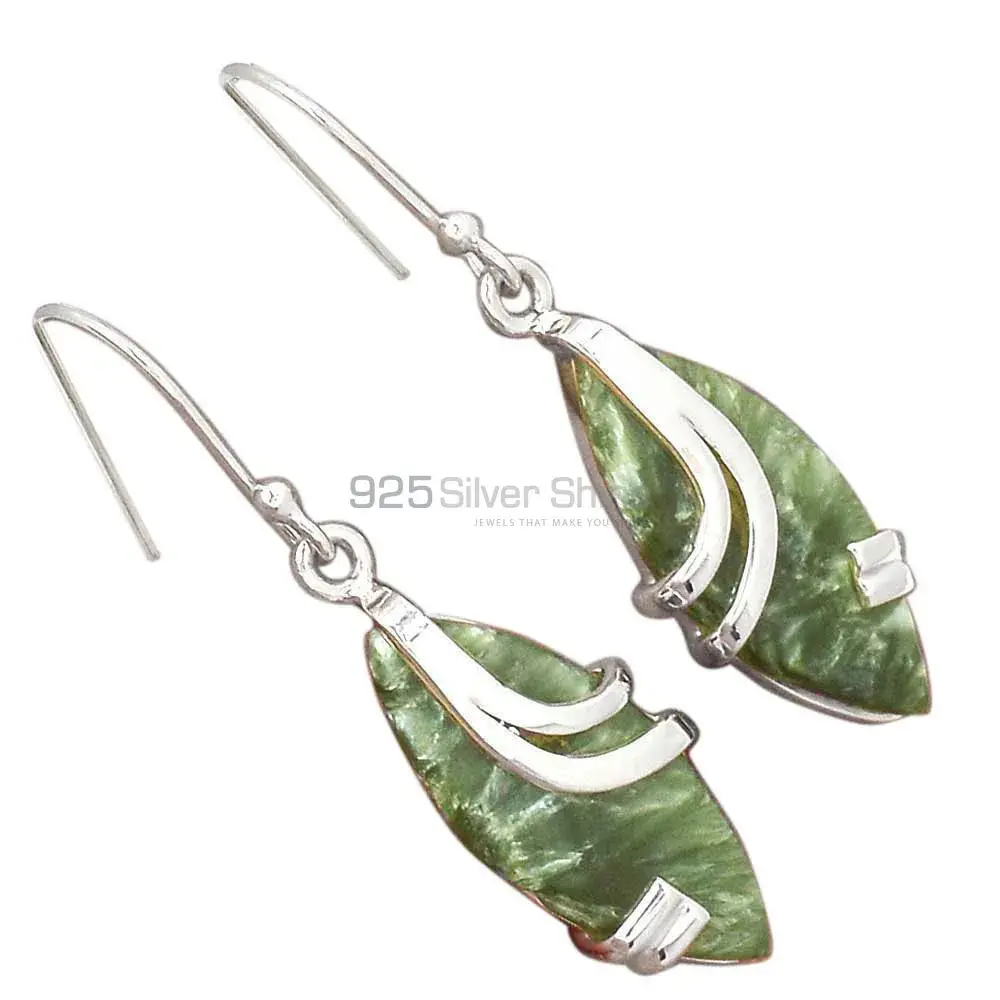 Genuine Seraphinite Gemstone Earrings In 925 Sterling Silver 925SE2104_2