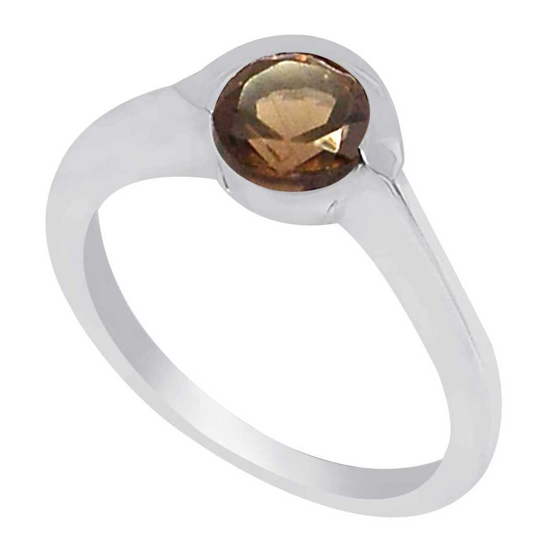 Genuine Smoky Quartz Gemstone Rings In Fine 925 Sterling Silver 925SR931_1