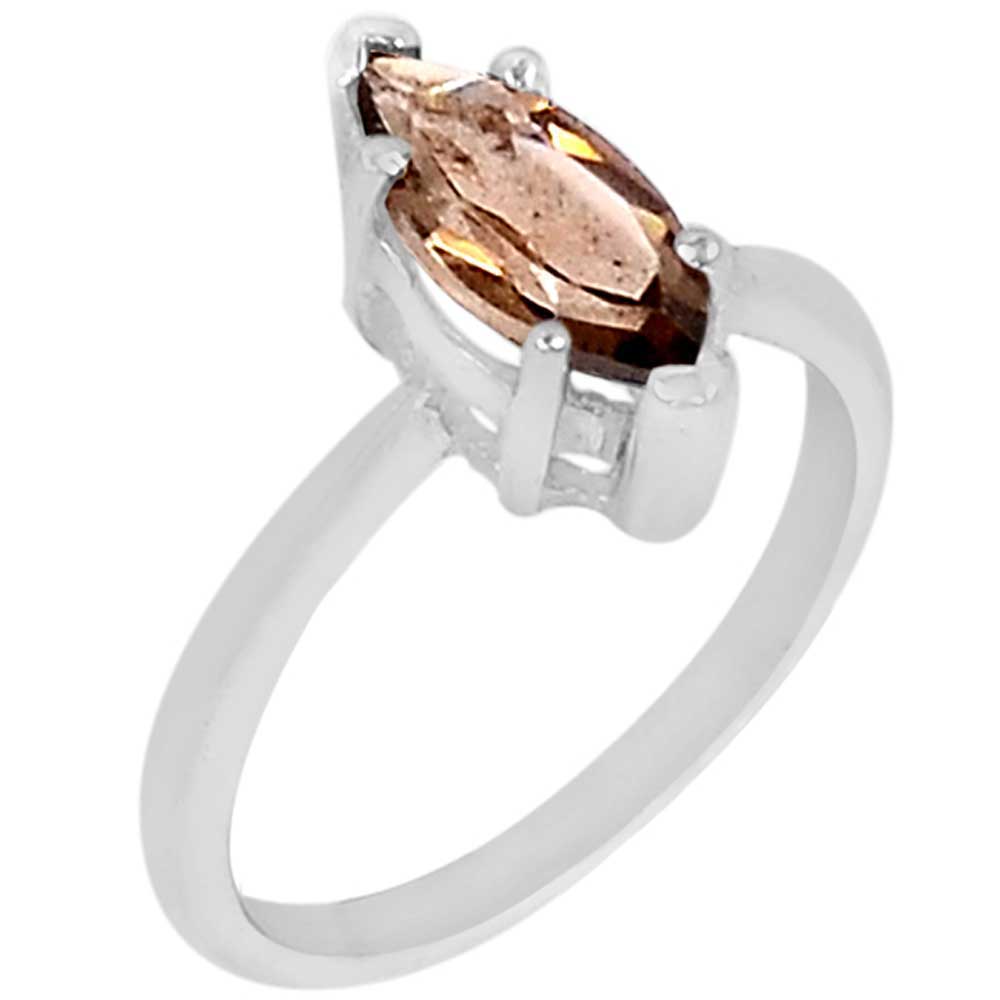 Genuine Smoky Quartz Gemstone Rings In 925 Sterling Silver Jewelry 925SR879