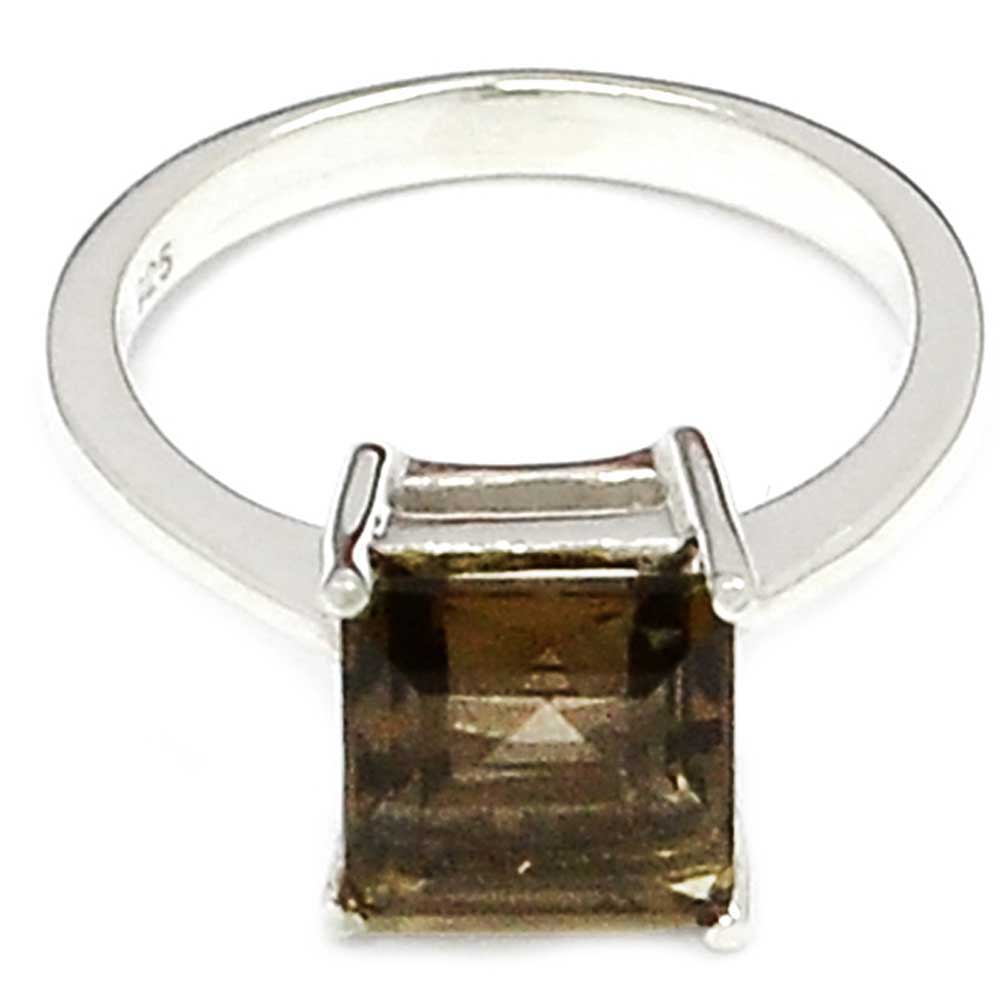 Genuine Smoky Quartz Gemstone Rings In 925 Sterling Silver Jewelry 925SR949