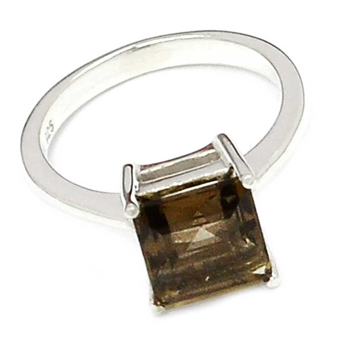 Genuine Smoky Quartz Gemstone Rings In 925 Sterling Silver Jewelry 925SR949_0