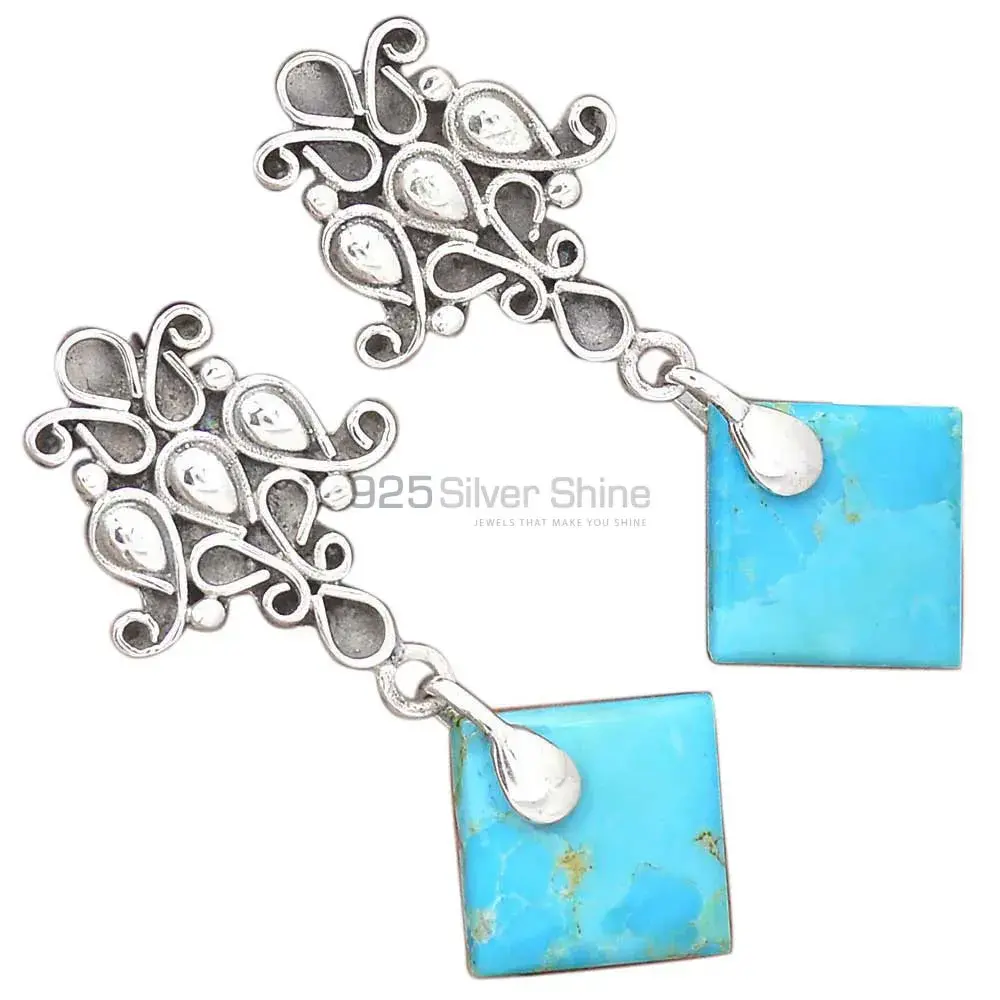 Genuine Turquoise Gemstone Earrings In 925 Sterling Silver Jewelry 925SE2049_2