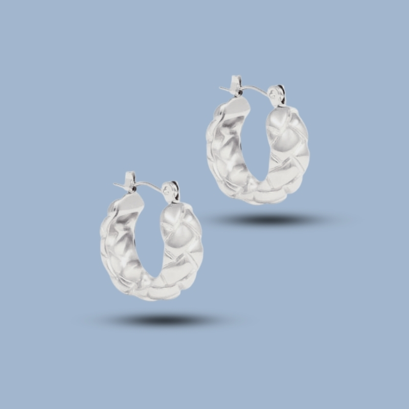 Geometric 925 Sterling Silver Small Huggies Hoop Earring 925She311_0