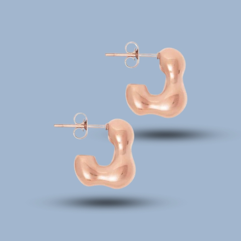 Geometry Europe 925 Sterling Silver Irregular Hoop Earring 925She237_1