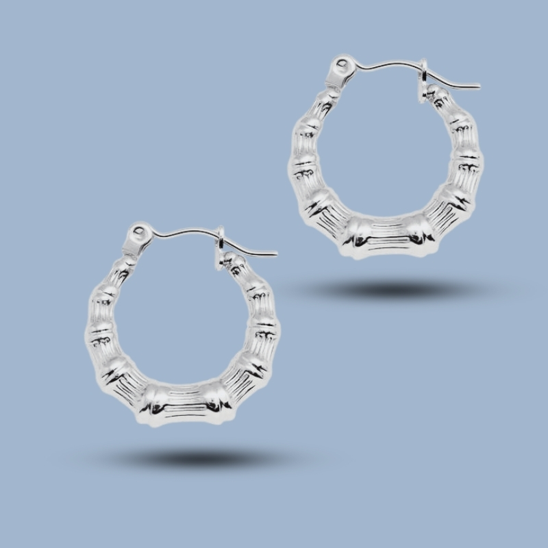 Graduated Diamond Cut 925 Sterling Silver Sleeper Tapered Hoops Earring 925She257_0