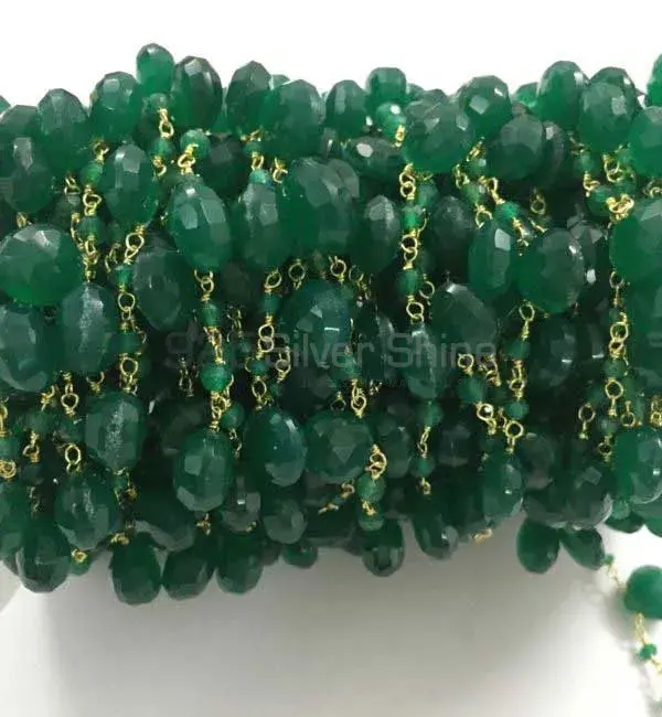 Green Onyx Gemstone Rosary Chain. "Wire Wrapped 1 Feet Roll Chain" 925RC201_1