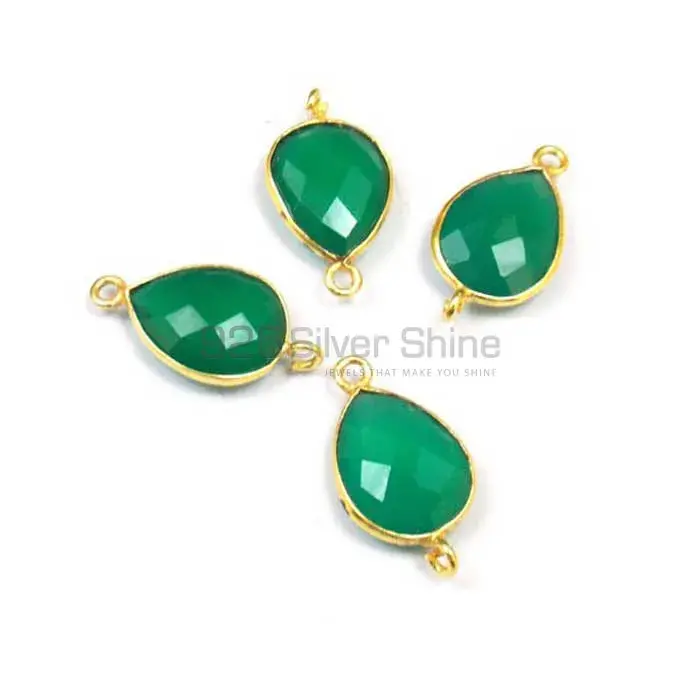 Green Onyx Heart Gemstone Double Bail Bezel Sterling Silver Gold Vermeil Connector 925GC150_1