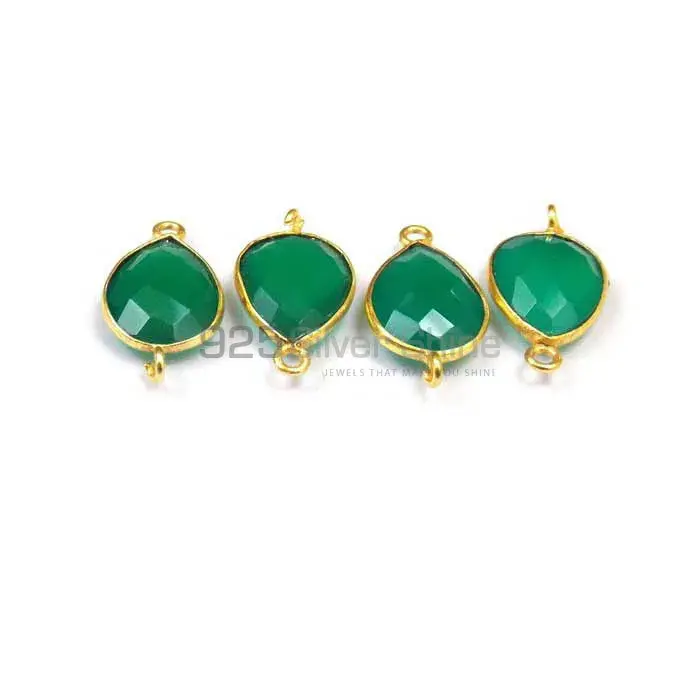 Green Onyx Heart Gemstone Double Bail Bezel Sterling Silver Gold Vermeil Connector 925GC150_2