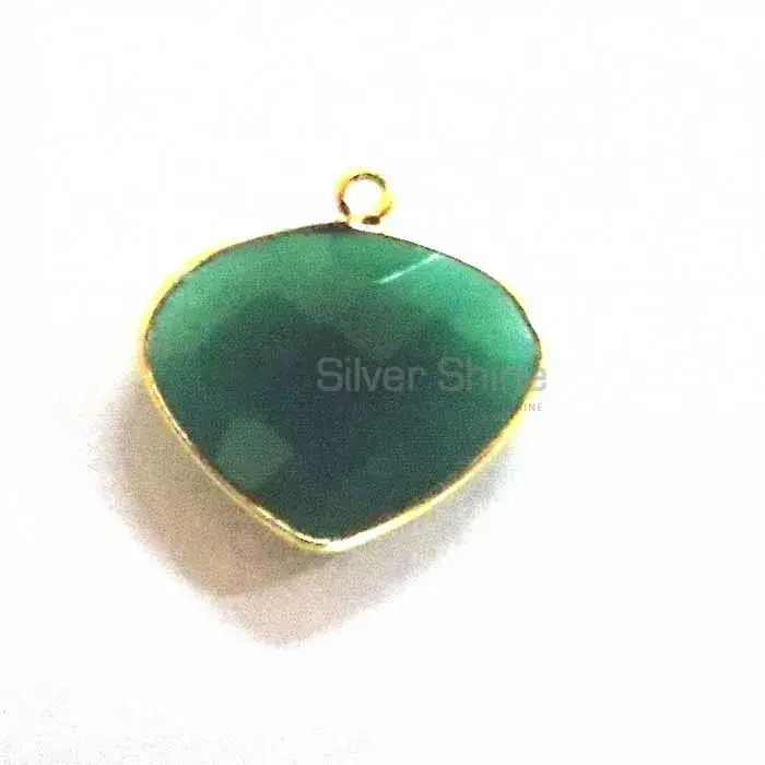 Green Onyx Heart Gemstone Single Bail Bezel Sterling Silver Gold Vermeil Connector 925GC185_2