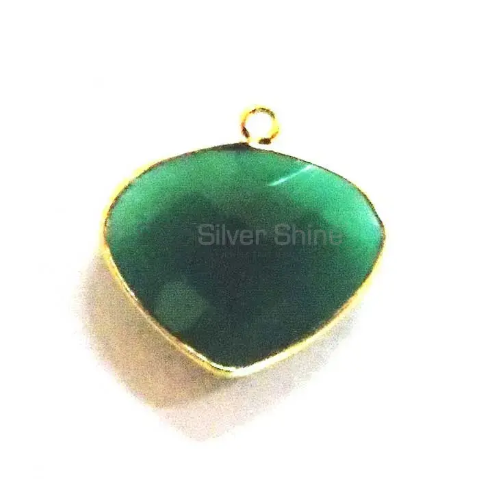 Green Onyx Heart Gemstone Single Bail Bezel Sterling Silver Gold Vermeil Connector 925GC185_3