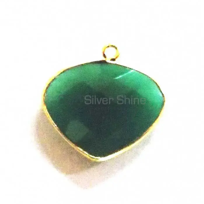 Green Onyx Heart Gemstone Single Bail Bezel Sterling Silver Gold Vermeil Connector 925GC185_4