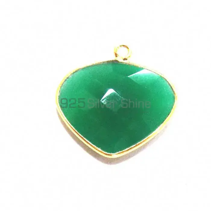 Green Onyx Heart Gemstone Single Bail Bezel Sterling Silver Gold Vermeil Connector 925GC185_5