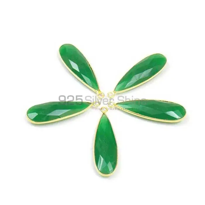 Green Onyx Oval Gemstone Double Bail Bezel Sterling Silver Gold Vermeil Connector 925GC137_0