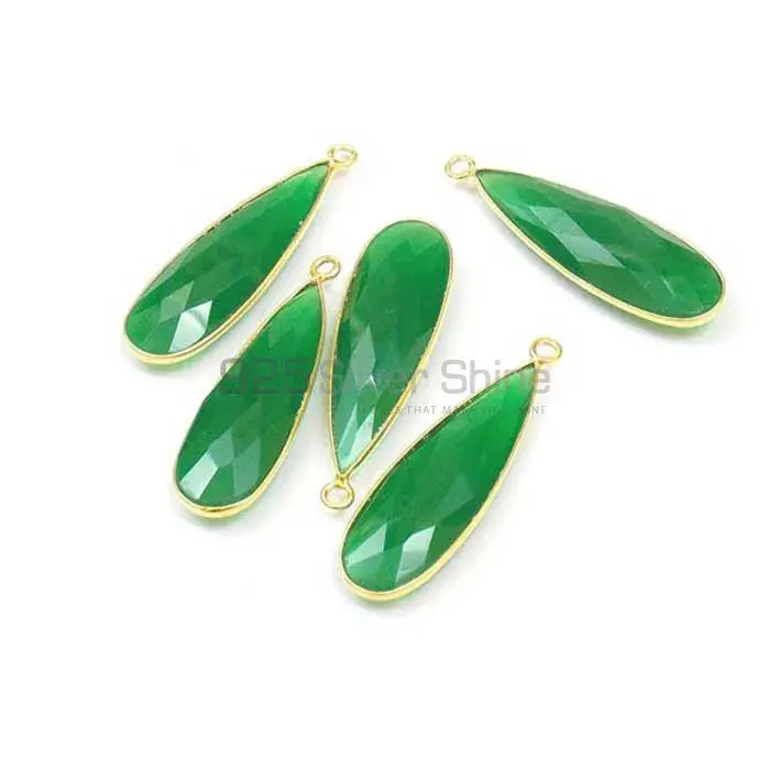 Green Onyx Oval Gemstone Double Bail Bezel Sterling Silver Gold Vermeil Connector 925GC137_1