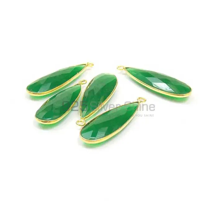 Green Onyx Oval Gemstone Double Bail Bezel Sterling Silver Gold Vermeil Connector 925GC137_2