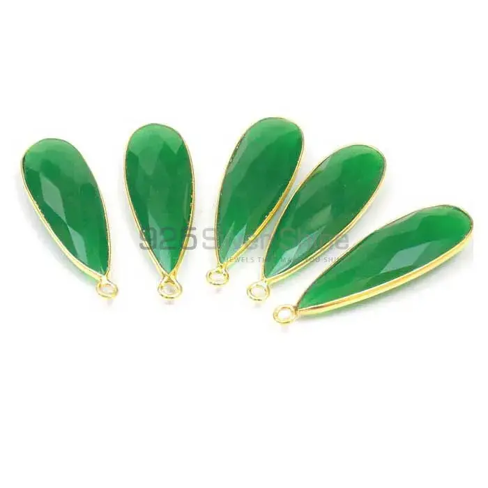 Green Onyx Oval Gemstone Double Bail Bezel Sterling Silver Gold Vermeil Connector 925GC137_3