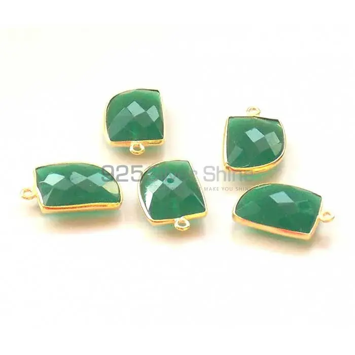 Green Onyx Uncut Gemstone Single Bail Bezel Sterling Silver Gold Vermeil Gemstone Connector 925GC344_2