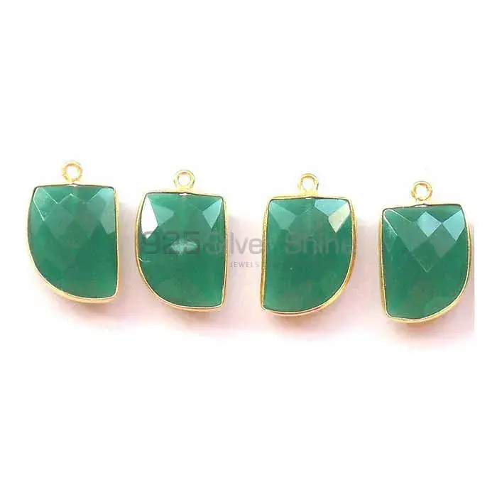 Green Onyx Uncut Gemstone Single Bail Bezel Sterling Silver Gold Vermeil Gemstone Connector 925GC344_3