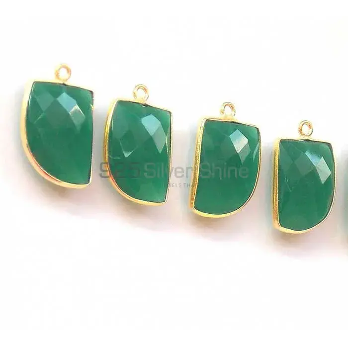 Green Onyx Uncut Gemstone Single Bail Bezel Sterling Silver Gold Vermeil Gemstone Connector 925GC344_4