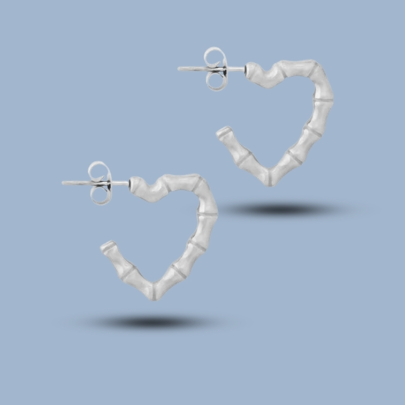 Hailey Heart 925 Sterling Silver Ruthenium Heart Hoop Earring 925She209_0