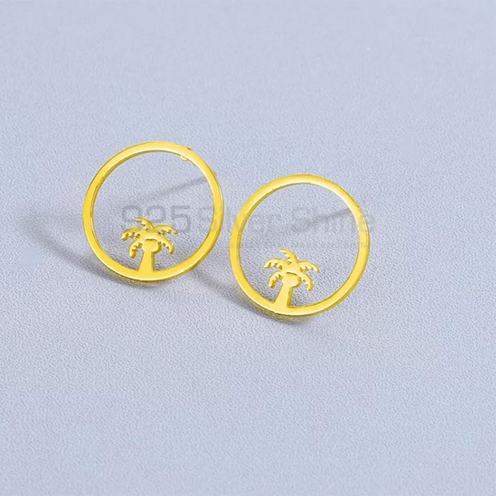 Handmade 925 Silver Palm Tree Stud Earring Jewelry TOLME592_3