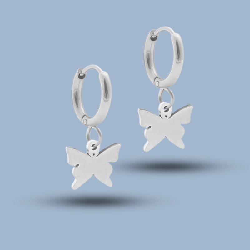 Handmade Butterfly Cham 925 Sterling Silver Cartilage Hoop Earring 925She234_0