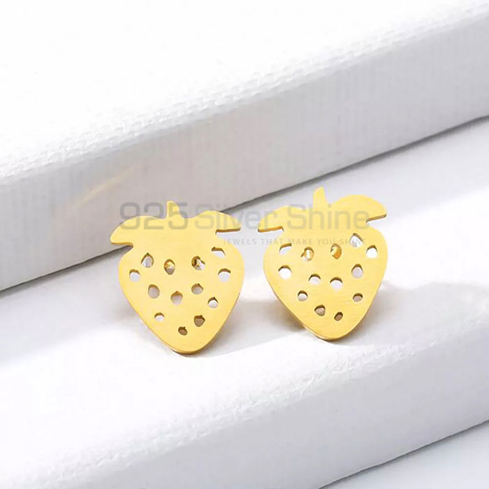 Handmade Cute Sterling Silver Strawberry Fruit Earrings FRME262_0