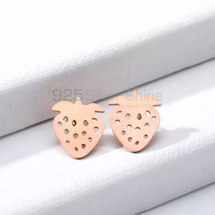 Handmade Cute Sterling Silver Strawberry Fruit Earrings FRME262_1