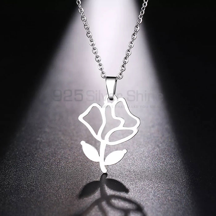 Handmade Flower Fashionable Necklace In Sterling Silver FWMN219_1