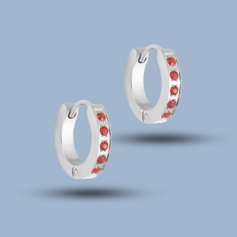 Handmade Gemstone With 925 Sterling Silver Ruthenium Hoop Earring 925She238_0