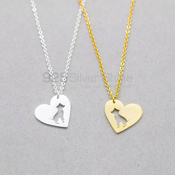 Heart Pit Bull Necklace, Animal Minimalist Necklace In 925 Sterling Silver AMN106_0