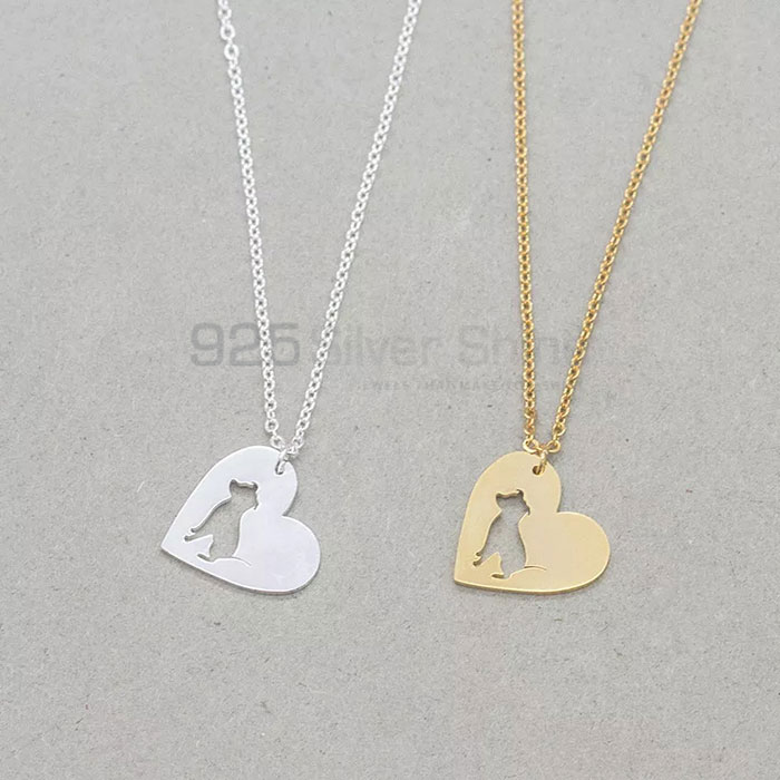 Heart Pit Bull Necklace, Animal Minimalist Necklace In 925 Sterling Silver AMN106_1