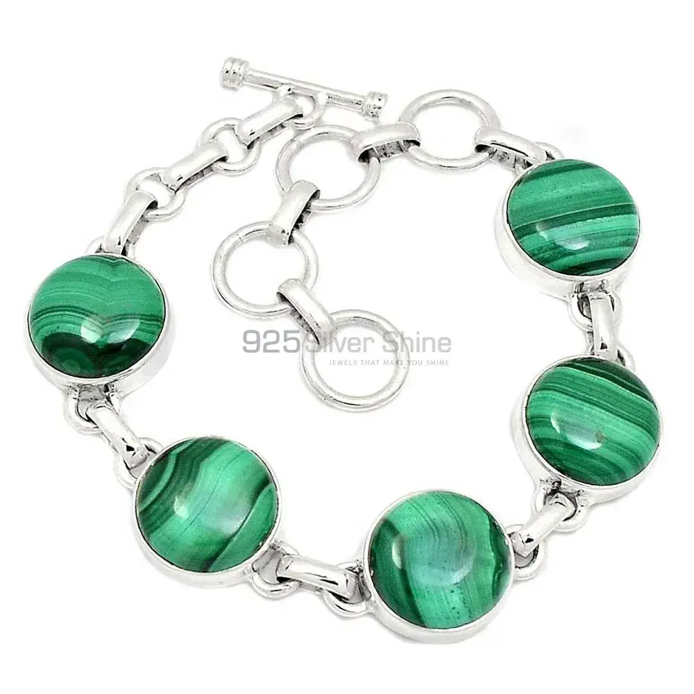 925 Fine Silver Bracelets In Malachite Gemstone Jewelry 925SB272-1_0
