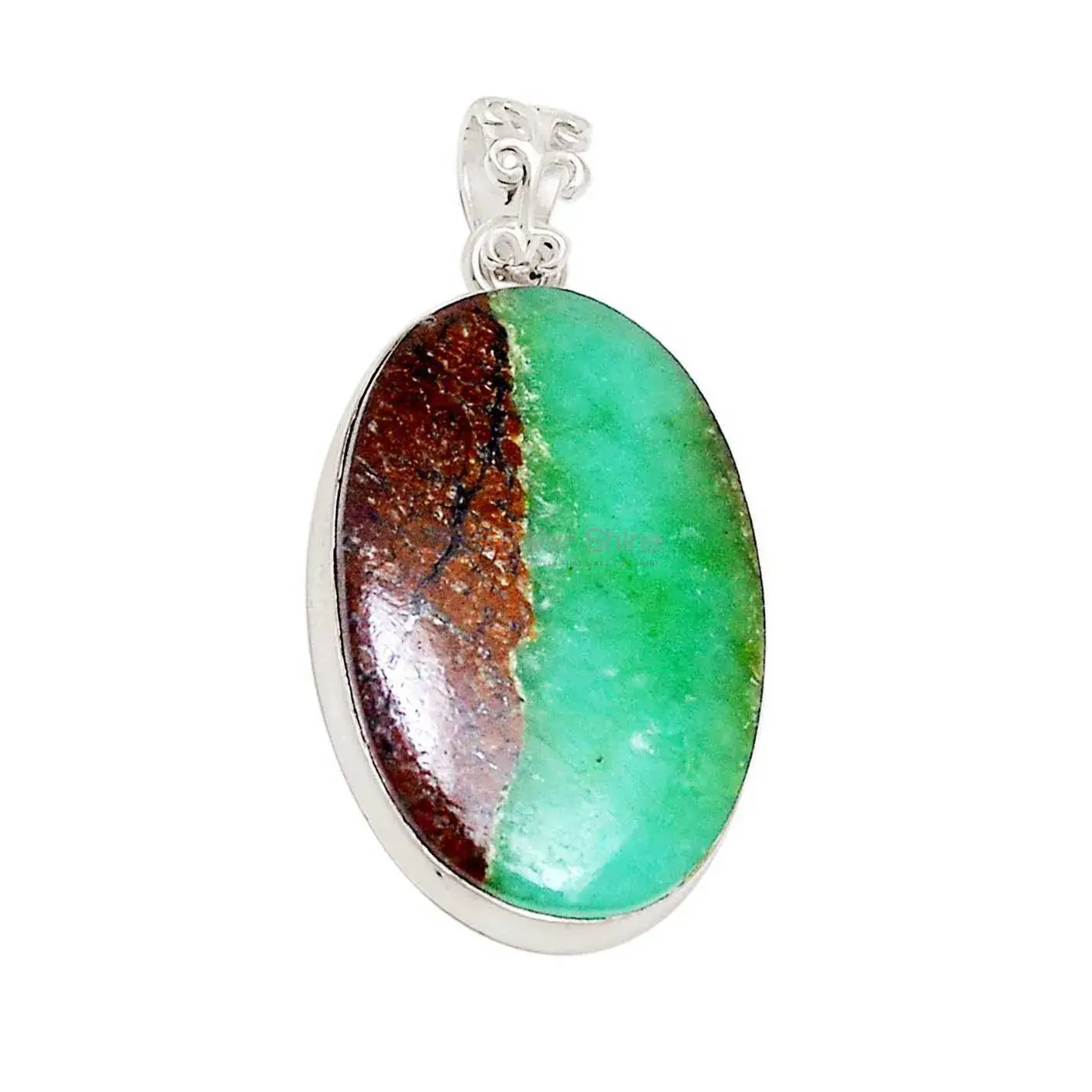 925 Fine Silver Pendants In Chrysoprase Gemstone Jewelry 925SP195_5