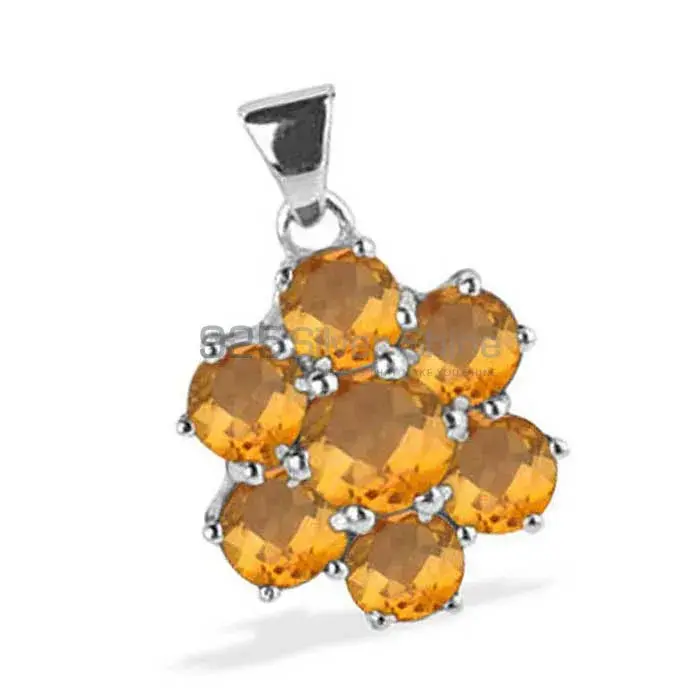925 Fine Silver Pendants In Citrine Gemstone Jewelry 925SP1630_0