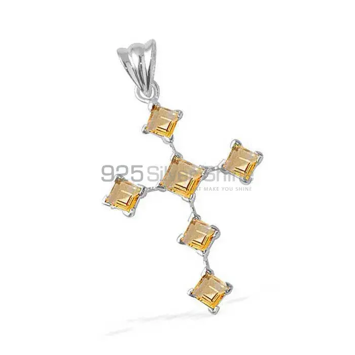 925 Fine Silver Pendants In Citrine Gemstone Jewelry 925SP1680_0