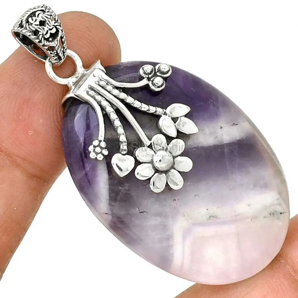 925 Fine Silver Pendants In Amethyst Lace Agate Gemstone Jewelry 925SP076-1_1