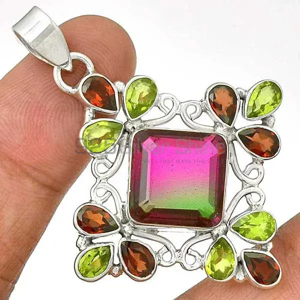 925 Fine Silver Pendants In Multi Gemstone Jewelry 925SP37-3_1