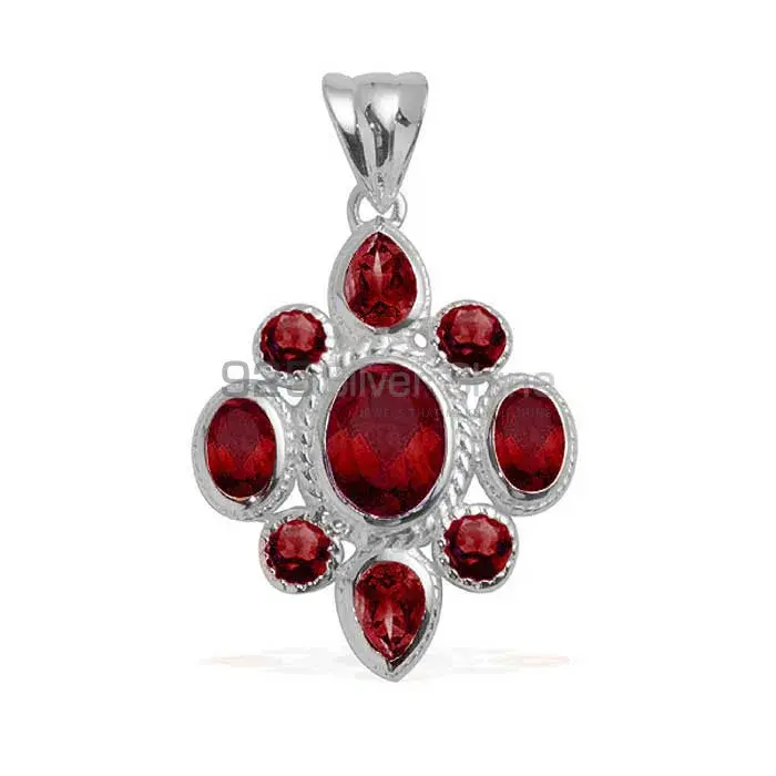 925 Solid Silver Pendants In Garnet Gemstone Jewelry 925SP1674_0
