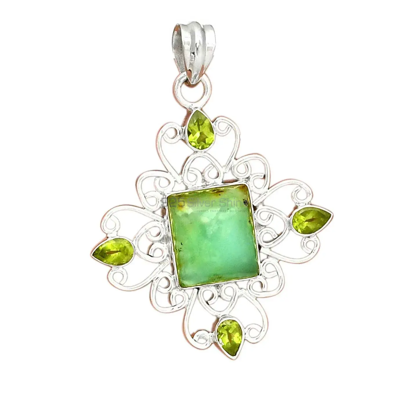 925 Solid Silver Pendants In Multi Gemstone Jewelry 925SP096-2_2