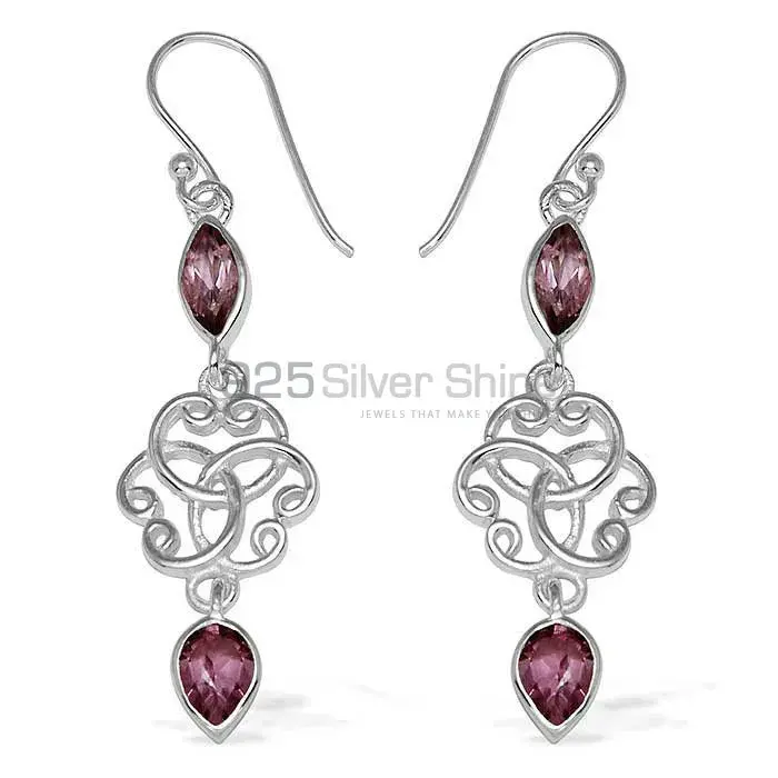 925 Sterling Silver Earrings In Amethyst Gemstone Jewelry 925SE740_0