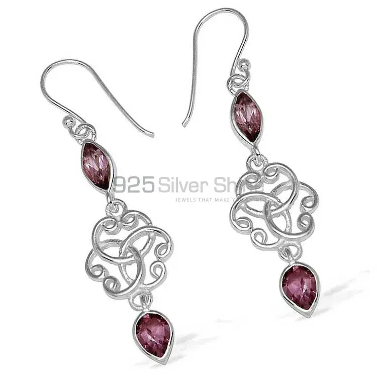 925 Sterling Silver Earrings In Amethyst Gemstone Jewelry 925SE740_1