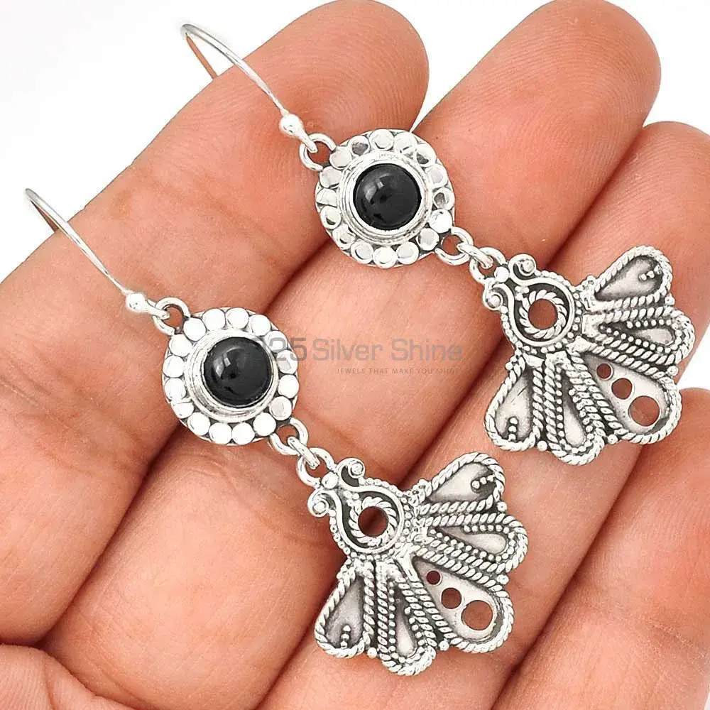 925 Sterling Silver Earrings In Black Onyx Gemstone Jewelry 925SE3089_0