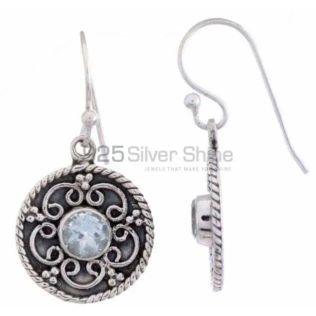 925 Sterling Silver Earrings In Blue Topaz Gemstone Jewelry 925SE1205_1