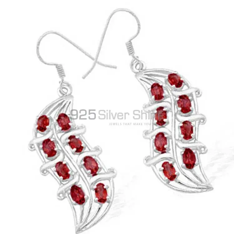 925 Sterling Silver Earrings In Garnet Gemstone Jewelry 925SE977_0