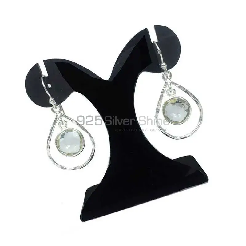 925 Sterling Silver Earrings In Green Amethyst Gemstone Jewelry 925SE1284_0