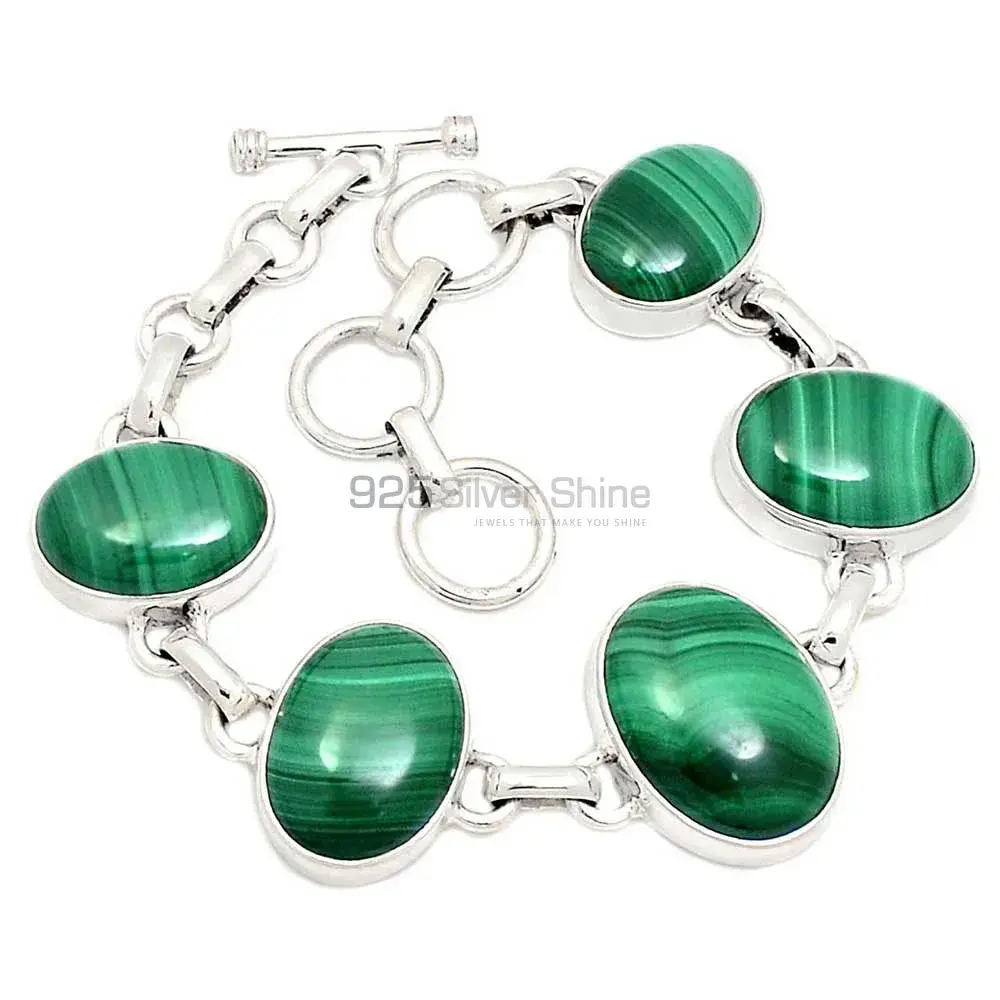 925 Sterling Silver Handmade Bracelets In Malachite Gemstone Jewelry 925SB272-2_0