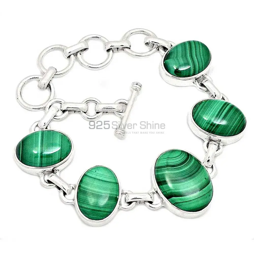 925 Sterling Silver Handmade Bracelets In Malachite Gemstone Jewelry 925SB272-2_1