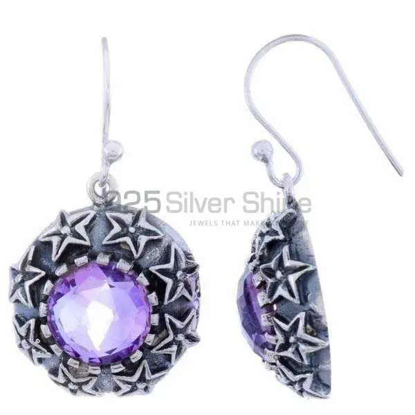 925 Sterling Silver Handmade Earrings In Amethyst Gemstone Jewelry 925SE1208_1