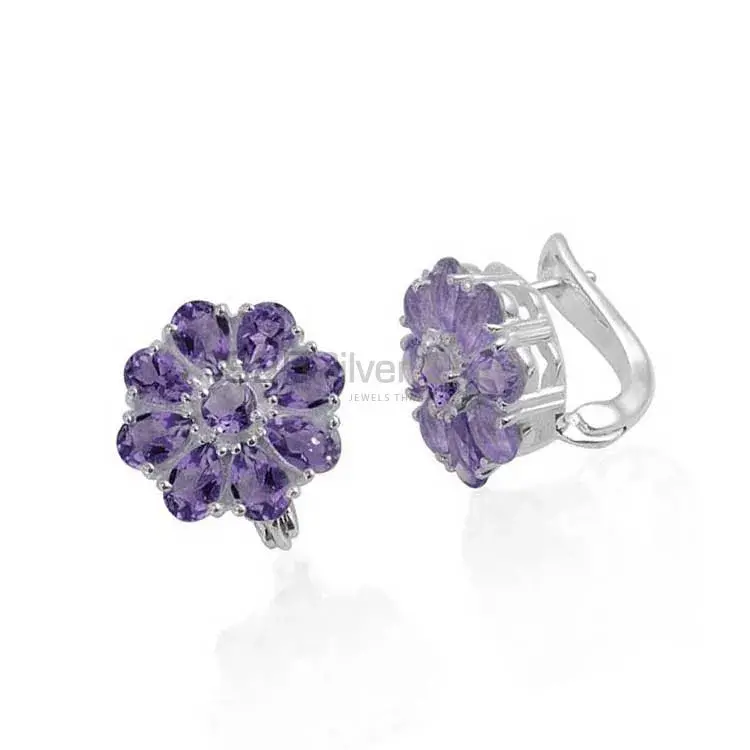 925 Sterling Silver Handmade Earrings In Amethyst Gemstone Jewelry 925SE980_1